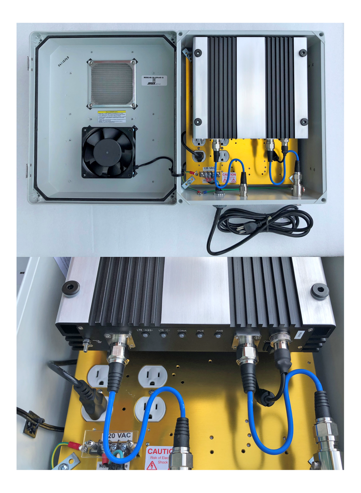 Quad Band pre-amp custom fabricated into IP24 enclosure for use with Digital Repeater to provide cellular coverage at remote drilling rig location where donor signal is extremely weak. Just some of the custom builds we do at JDTECK.